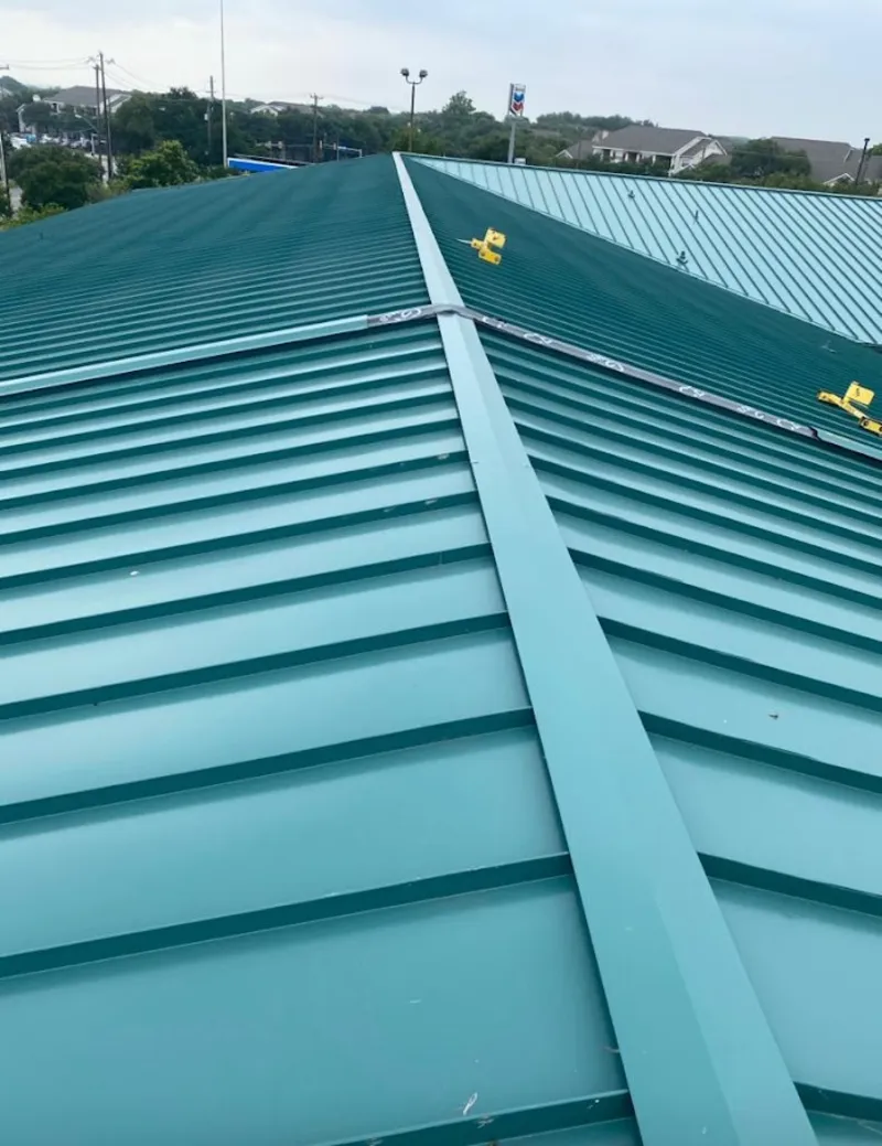 Green commercial metal roof ridge and valley for Metal Roof Repair in Raritan